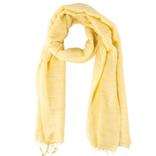 Cargar imagen en el visor de la galería, Fular liso amarillo claro algodón y seda. Vietnam
