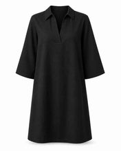 Cargar imagen en el visor de la galería, Vestido camisero amplio negro de algodón orgánico y de Comercio Justo