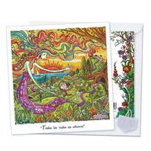 Cargar imagen en el visor de la galería, Postal tarjeta de felicitación Ekilikua, con ilustración original y la frase "Toda la vida es ahora"