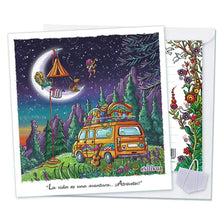 Cargar imagen en el visor de la galería, Tarjeta de Ekilikua con ilustración original y la frase "La vida es una aventura...¡Atrévete!"