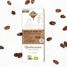 Cargar imagen en el visor de la galería, Chocolate negro tableta "Bean to bar", 75% cacao de Comercio Justo