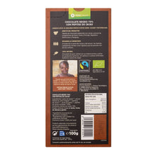 Cargar imagen en el visor de la galería, Chocolate negro 70% pepitas cacao BIO y de Comercio Justo (Reverso)