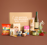 Cesta solidaria FUSION, con productos de Comercio Justo 