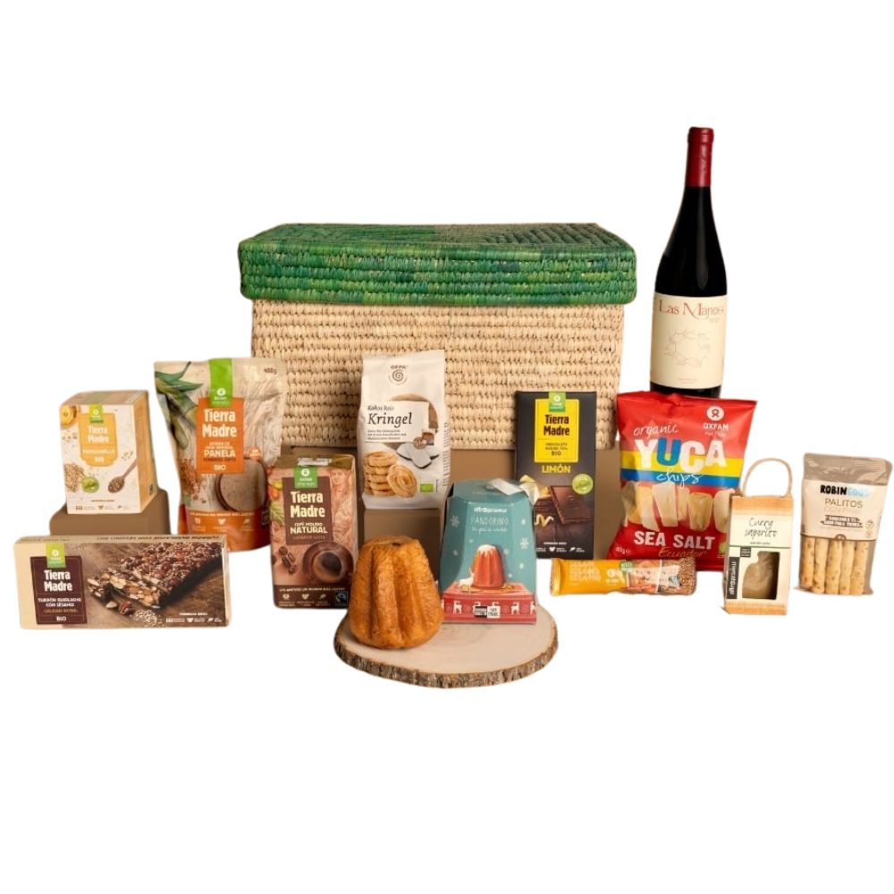 Cesta solidaria UNIVERSE, con productos de Comercio Justo