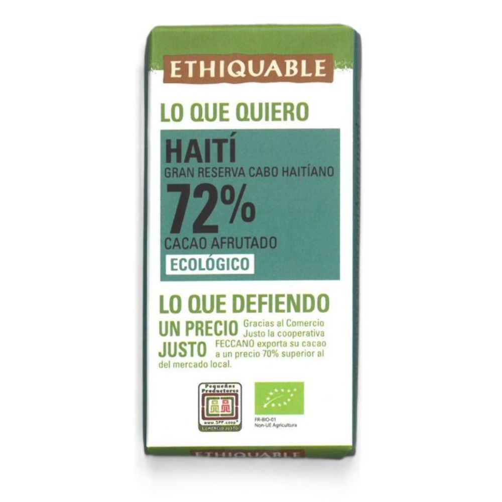 Mini tableta de chocolate negro Haití Gran reserva 72% de Comercio Justo y agricultura ecológica
