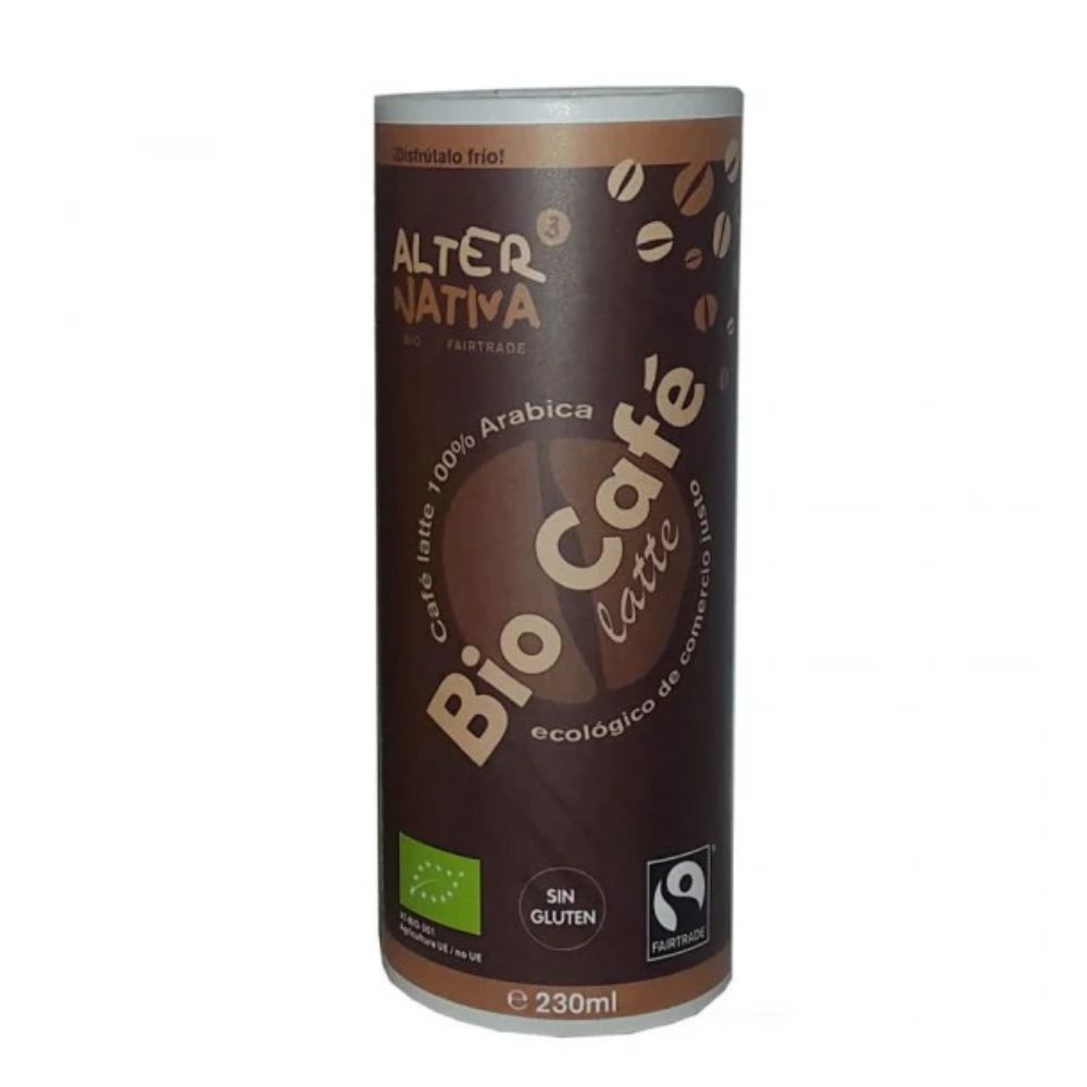 Café latte. Bebida de café con leche BIO y de Comercio Justo