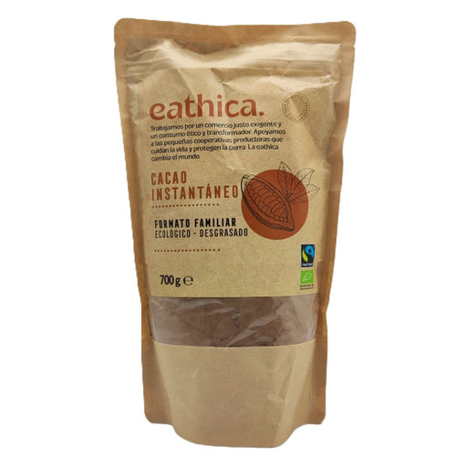 Cacao instantáneo bio y de Comercio Justo. Tamaño Familiar