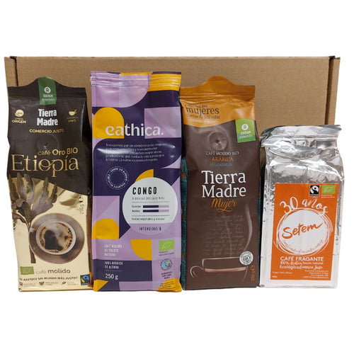 Cesta amantes del café. Selección de cafés gourmet ecológicos y de Comercio Justo