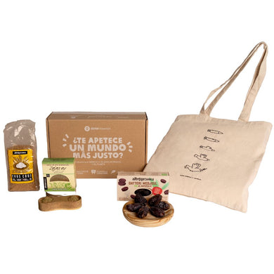 Cesta solidaria con productos de Comercio Justo de Palestina