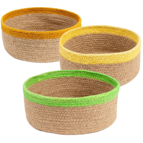 Cesta redonda franja color. Comercio Justo Bangladesh