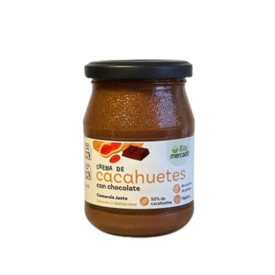 Crema de cacahuetes con chocolate, ecológica y de Comercio Justo