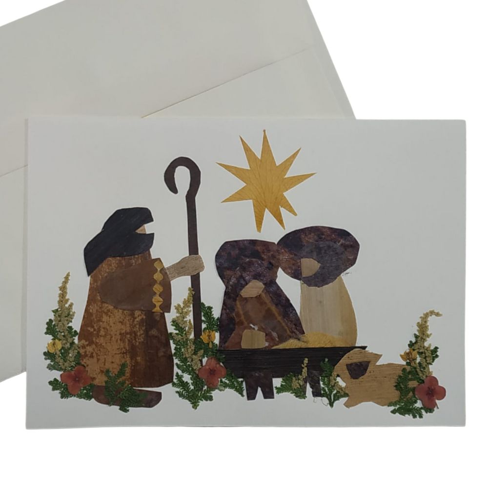 Postal belén fibras naturales 