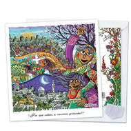 Postal tarjeta de felicitación Ekilikua, con ilustración original y la frase 