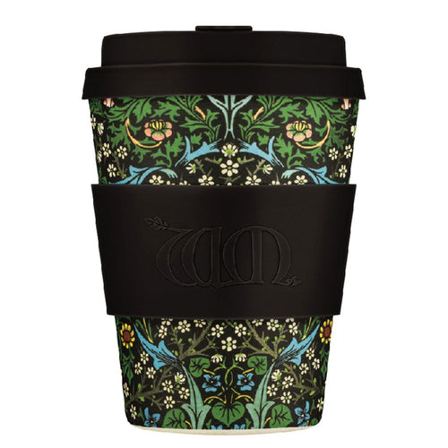 Vaso reutilizable con flores azules Ecoffee