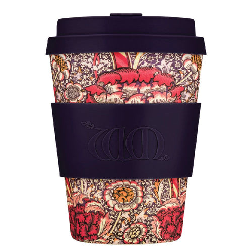 Vaso reutilizable Ecoffee con diseño de flores rojas