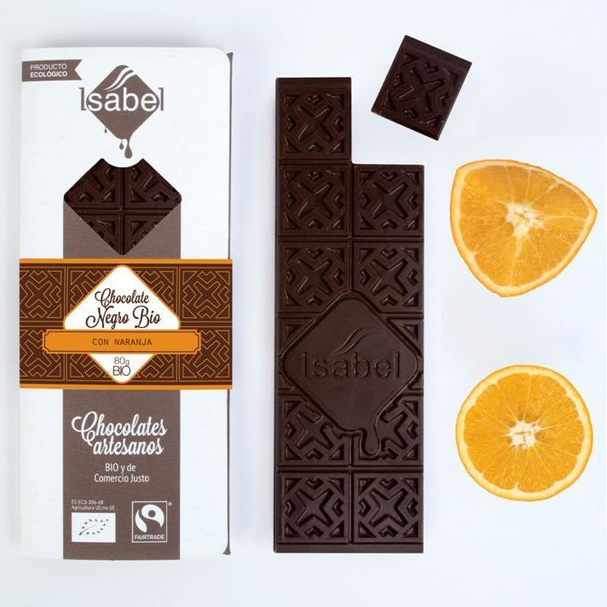 Chocolate negro BIO con NARANJA