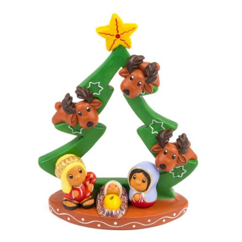 Belén árbol de navidad con alces. Comercio Justo. Perú