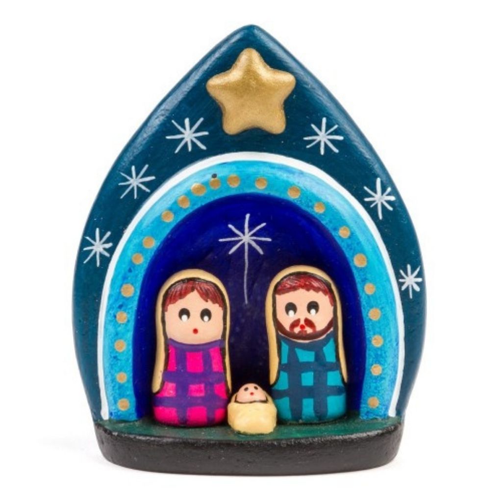 Belén Navidad Azul. Misterio de cerámica de Comercio Justo. Perú