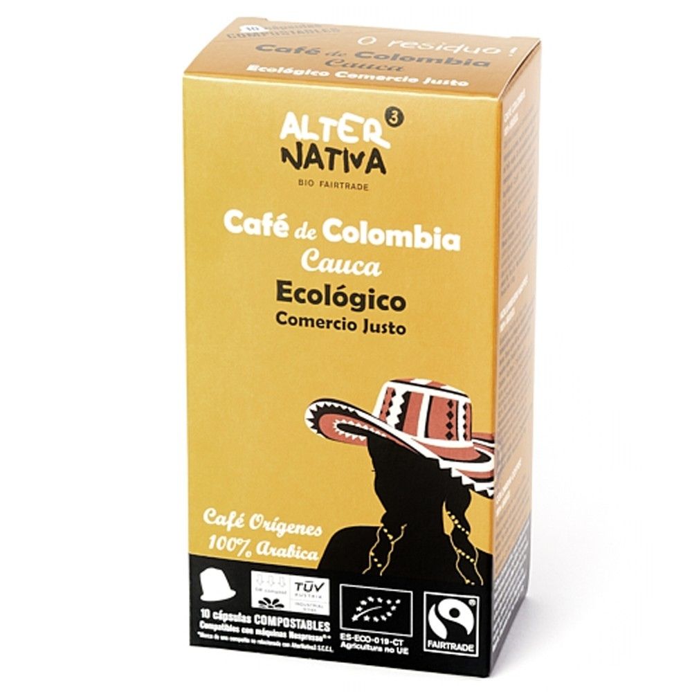 Cápsulas café Colombia BIO y Comercio Justo. Compostables.