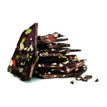 Cargar imagen en el visor de la galería, Detalle del chocolate negro crujiente con semillas de girasol, bayas de Goji y almendras de Comercio Justo
