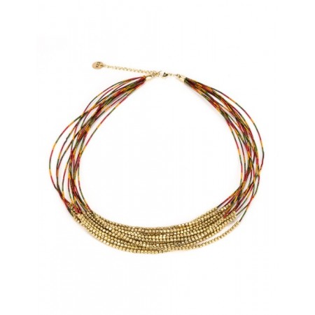Collar cuerda multicolor/dorado de Comercio Justo. India