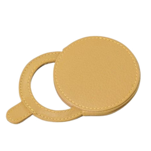 Espejito de bolsillo con funda de cuero beige Comercio Justo India