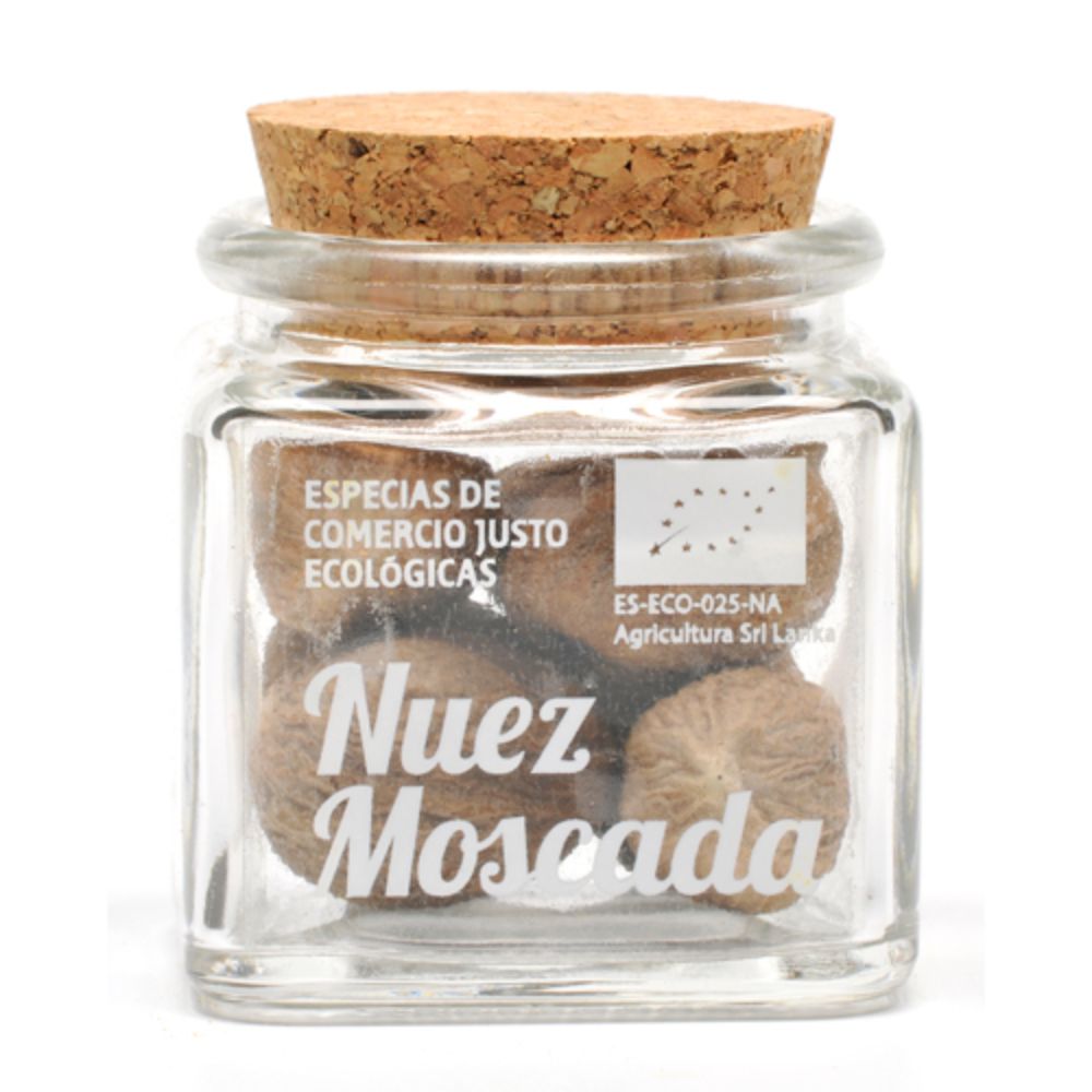 Envase de nuez moscada de Comercio Justo y agricultura ecológica