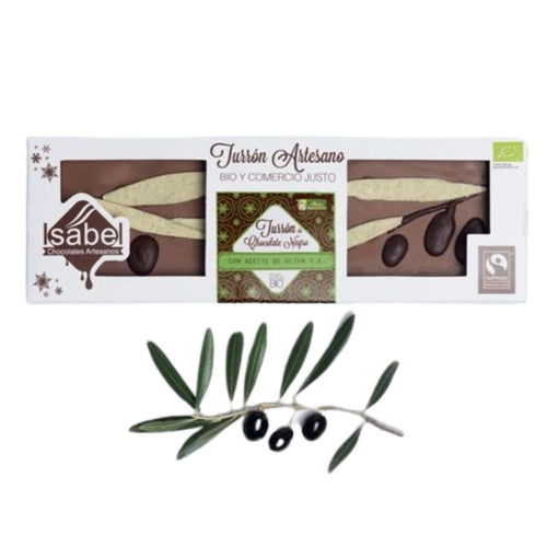 Turrón de chocolate negro con aceite de oliva y flor de sal Comercio Justo