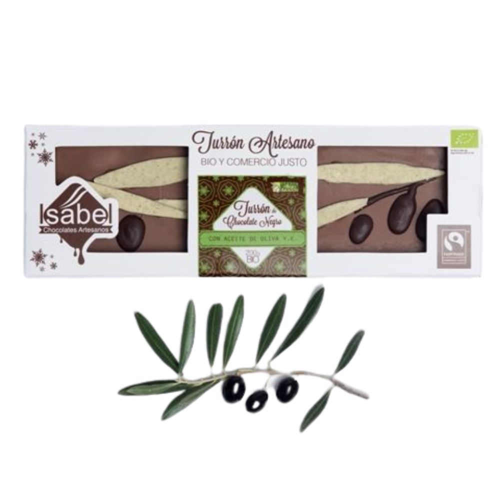 Turrón de chocolate negro con aceite de oliva y flor de sal Comercio Justo