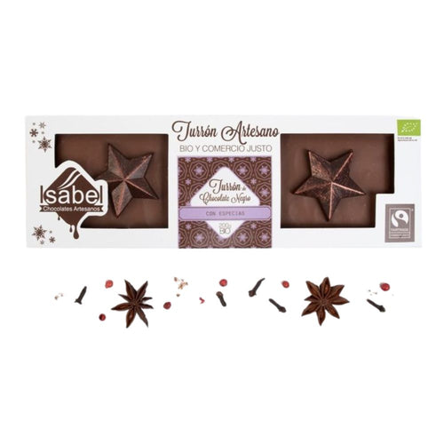Turrón de chocolate negro con especias BIO y Comercio Justo